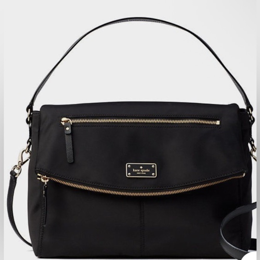 New Kate Spade Classic Black Nylon Shoulder Bag